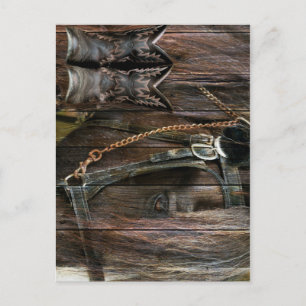 Western Style Horse And Cowboy Boots Postcard