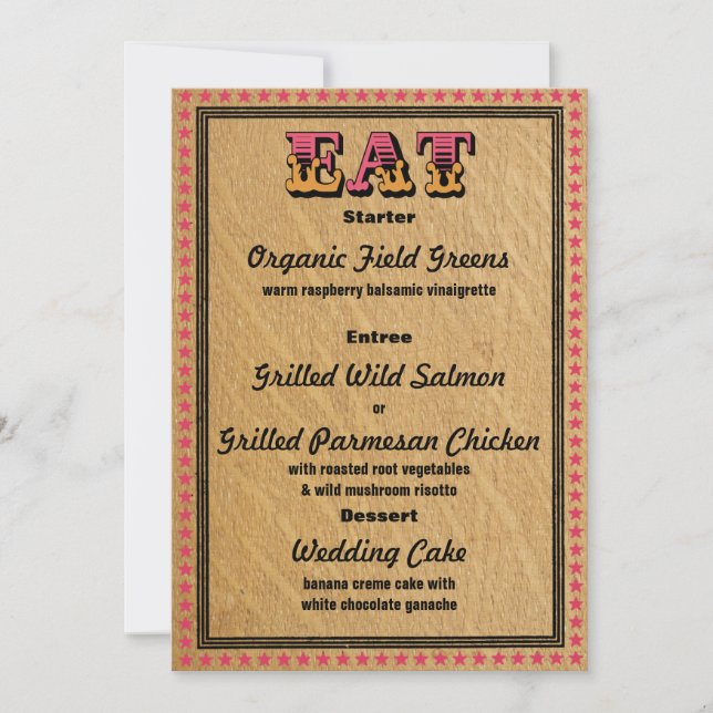 Western Style Reception PartyDinner Menu Invitation (Front)