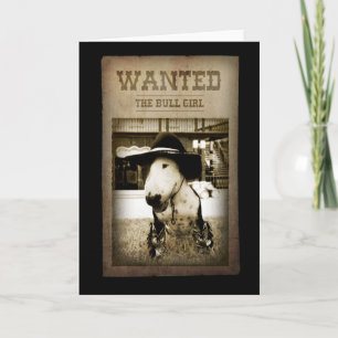 Western Style reverse cowboy card "The Bull Girl"