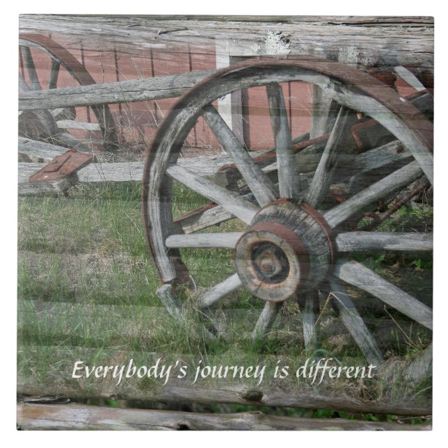 Western Style Rustic Wagon Wheel Ceramic Tile (Front)