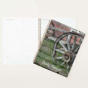 Western Style Rustic Wagon Wheel Daily Planner
