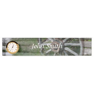 Western Style Rustic Wagon Wheel Desk Name Plate