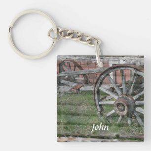 Western Style Rustic Wagon Wheel Key Chain