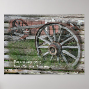 Western Style Rustic Wagon Wheel Poster
