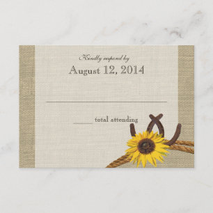 Western Sunflower and Horseshoes Reply RSVP Card