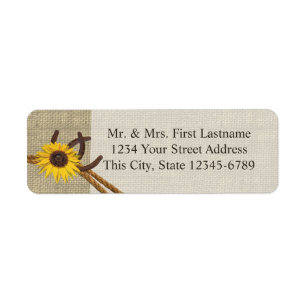 Western Sunflower and Horseshoes Return Address Label