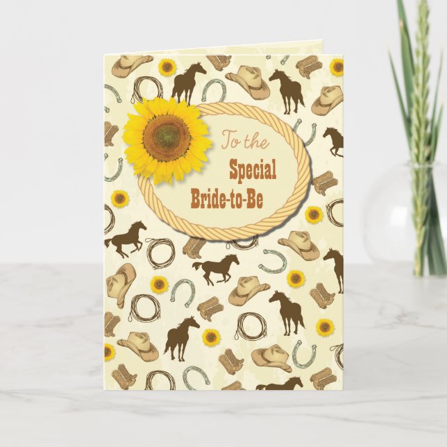Western & Sunflower Bridal Shower Best Wishes Card (Front)