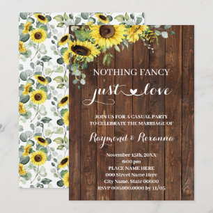 Western Sunflower Nothing Fancy just Love Wedding Invitation