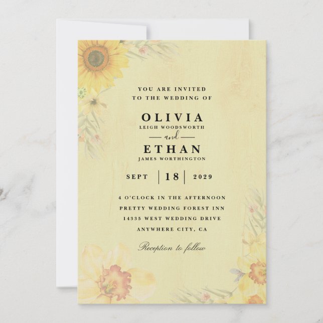 western sunflower wedding invitations (Front)