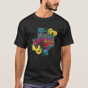 Western Sunflowers Leopard Serape Texas Mum Cowgir T-Shirt