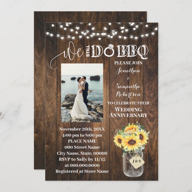 Western Sunflowers We still do Wedding Anniversary Invitation (Front/Back)