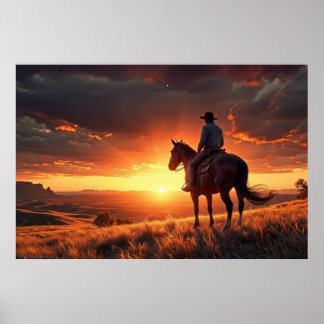 Western Sunset (24 x 36) Poster