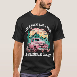Western Sunset I Got A Heart Like A Truck Cowgirl T-Shirt