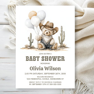 Western Teddy Bear Baby Shower Invitation