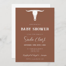 Western Terracotta Longhorn Baby Shower Invitation