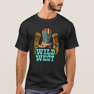 Western Texas Cowboy Boots Horseshoe Cowgirl Rodeo T-Shirt