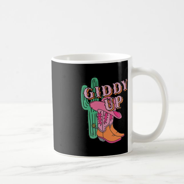 Western Texas Giddy Up Cowgirl Cowboy Boots Cactus Coffee Mug (Right)