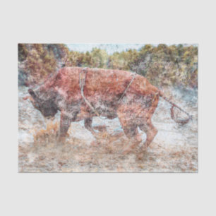 Western Texture Rodeo Bull Country Vintage Rustic Tissue Paper