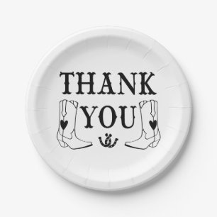 Western Thank You Country Wedding Rustic Cowboy Paper Plate