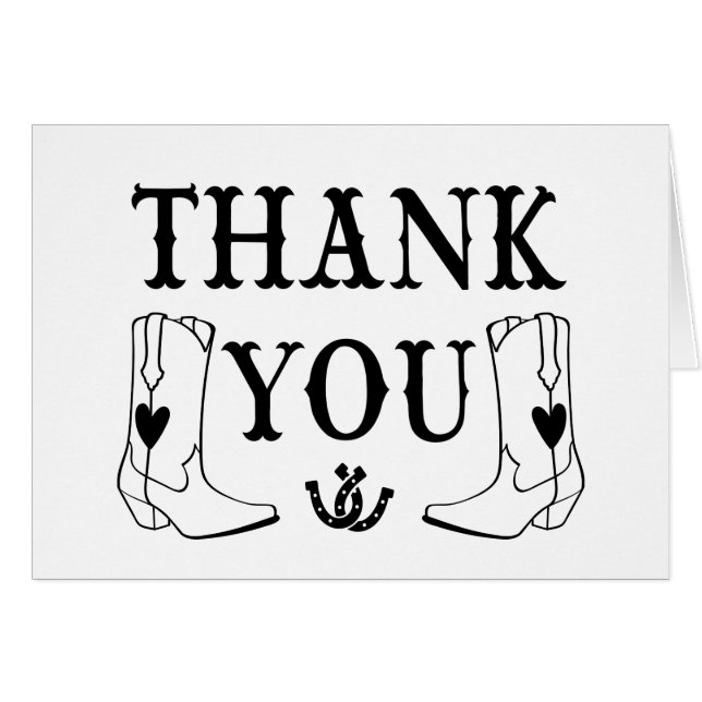 Western Thank You Cowboy Boots Country Wedding (Front Horizontal)