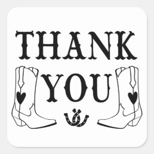 Western Thank You Cowboy Boots Country Wedding Square Sticker