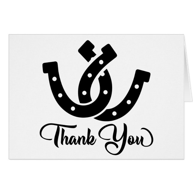 Western Thank You Horseshoe Country Wedding Black (Front Horizontal)