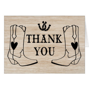 Western Thank You Wood Cowboy Boot Country Wedding