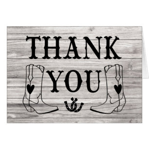 Western Thank You Wood Cowboy Boot Country Wedding