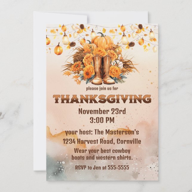 Western Thanksgiving Invitation (Front)