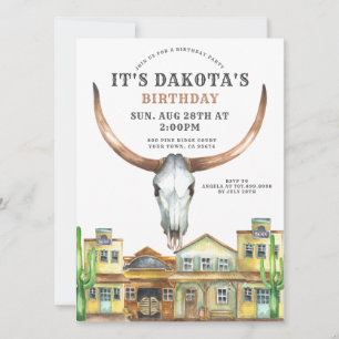 Western Theme Cowboy Cowgirl Birthday Party  Invitation