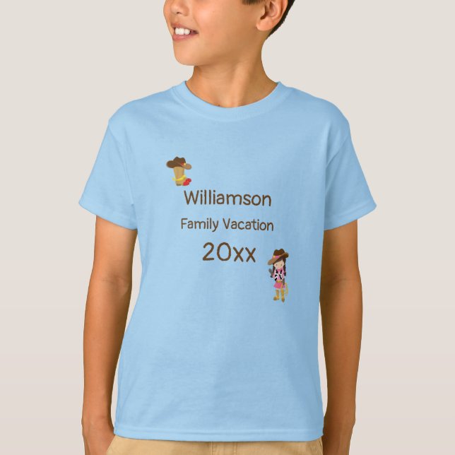 Western Theme Cowboy Family Vacation Personalised  T-Shirt (Front)