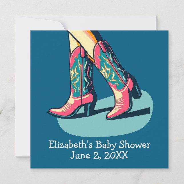 Western Theme Cowgirl Boots Baby Shower Invitation (Front)