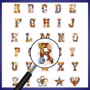 Western Theme Floral Monogram   Alphabet Letters