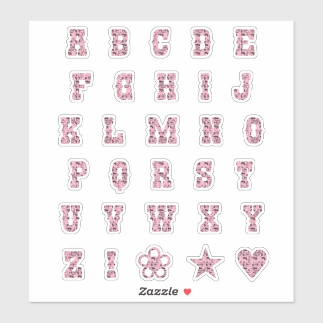 Western Theme Font Pink Paisley Alphabet Letters (Sheet)