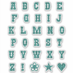 Western Theme Font Teal Paisley Alphabet Letters