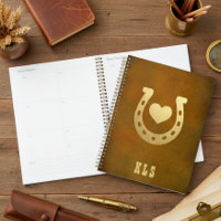 Western Theme Horseshoe Brown & Gold Monogram