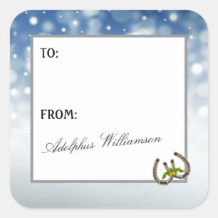Western theme Horseshoes and Holly Square Sticker
