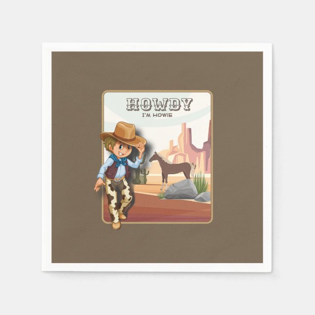 Western theme howies cowboy birthday   napkin (Front)