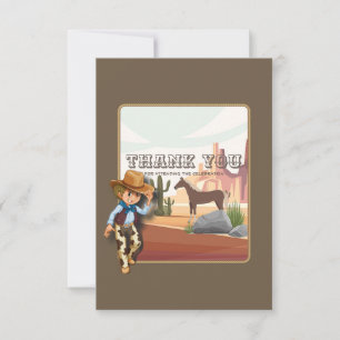 Western theme howies cowboy birthday thank you card