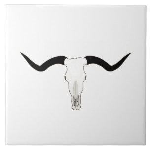 Western Theme Longhorn Cattle Ceramic Tile