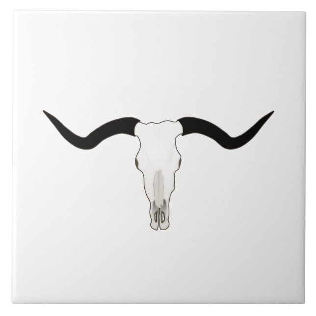 Western Theme Longhorn Cattle Ceramic Tile (Front)