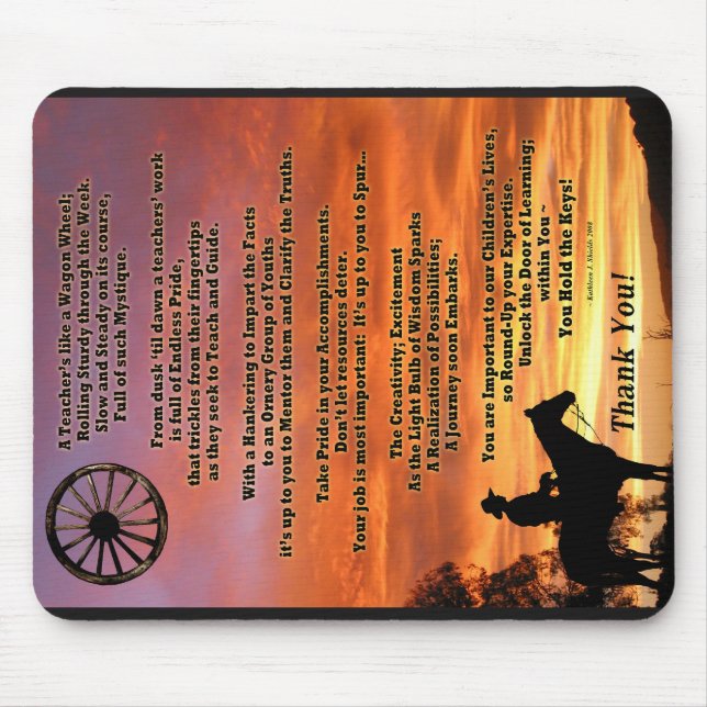 Western Theme Teacher Appreciation Poem Mousepad (Front)