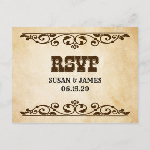 Western Theme Wedding Invitation RSVP Card