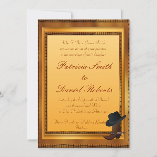Western Theme with Boot & Hat Invitation (Front)