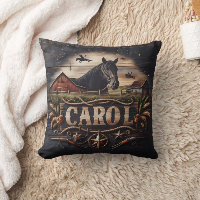 Western-Themed Artwork With Horse and Barn Cushion (Blanket)