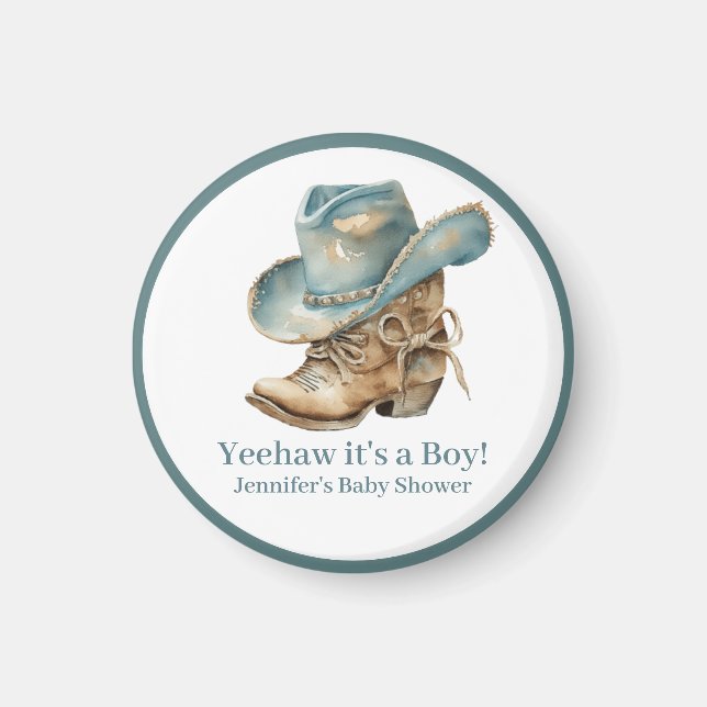 Western Themed Baby Shower Favour Magnet (Front)