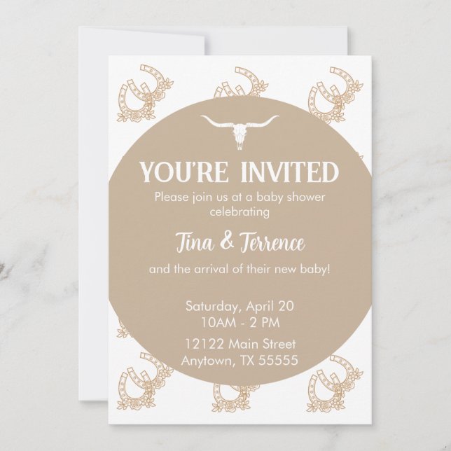 Western Themed Baby Shower Invitation (Front)