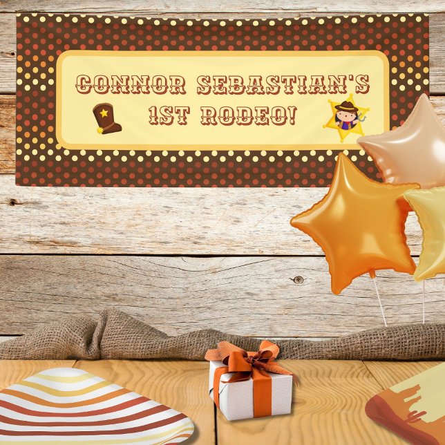 Western themed cute cowboy age 1 birthday banner (a special sign for a special little cowboy)