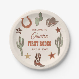 Western Themed First Rodeo Birthday Paper Plate