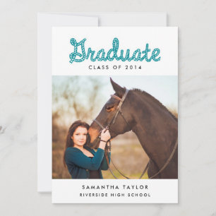 Western Themed Graduation Party Invitation / Aqua
